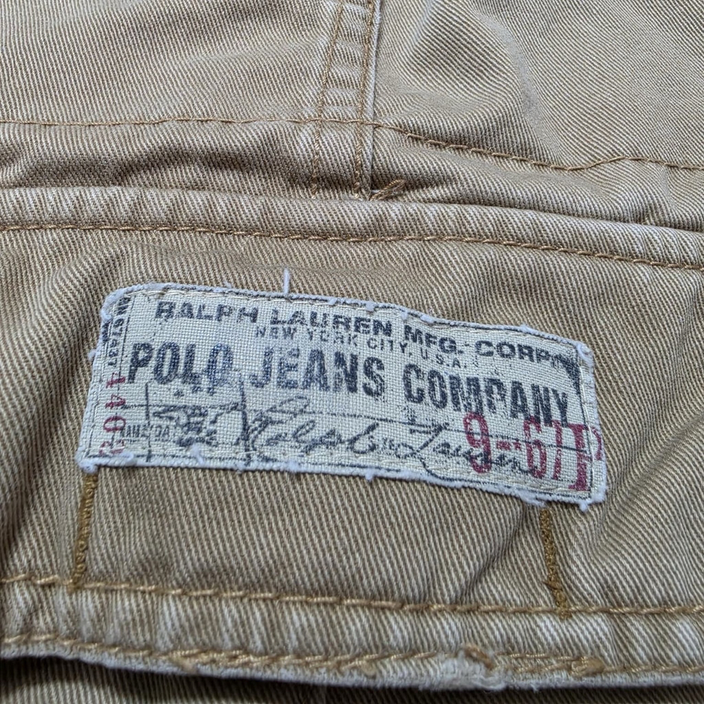 Vintage Polo Jeans Company Ralph Lauren Cargo Shorts Mens 34 Khaki Y2K Utility - Picture 5 of 11